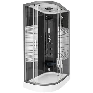 HOME DELUXE Dampfdusche WHITE PEARL - 120 x 80 cm Links, BxT: 120x80 cm, ESG-Vollverglasung, Regendusche, Duschtempel, Fertigdusche, Dusche, Duschkabine Komplett schwarz