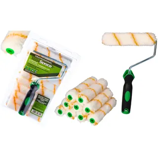 ToolSpace 10er Set Farbroller + Griff - 15 cm - Farbwalzen aus Polyacryl Malerrollen für Lacke Fellwalzen Rollen Streichen Farbrollen Lammfellrolle Mallerwelzen Paint Roller Rollerpinsel Streichrollen