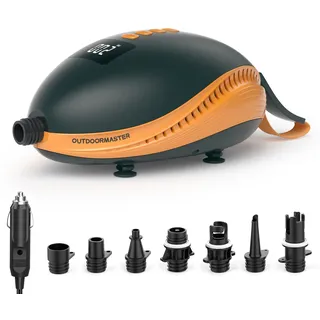 OutdoorMaster The Dolphin 20PSI Hochdruck SUP Pumpe Elektrische, 12V DC Auto-Anschluss Luftpumpe, Quick Air Inflator & Auto-Off für Aufblasbares Paddle Board Boote Wassersport