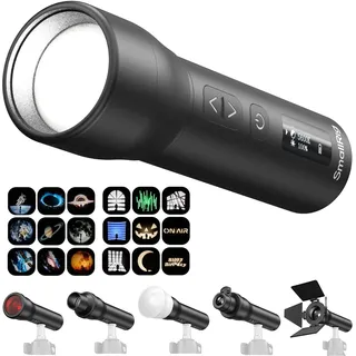 SMALLRIG RF05B LED Fotografie Taschenlampe 1900K-8000K, 2600mAh Video Licht | 5W-8W Zoom Video Licht mit Gobos, Filmfolien, Filtern, Barndoor, Spotlicht, Snoot, Diffusor für Content Creators, IP65-6137