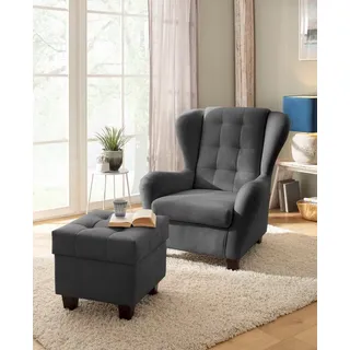 Microfaser 92 x 93 x 103 cm anthrazit inkl. Hocker