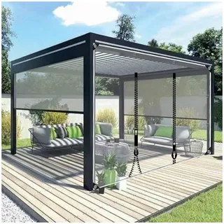 Durchsichtige wasserdichte Planenvorhänge, Transparente Planen-seitenwände, Pergola-pavillon-zeltplanen-seitenwände Für Außenbereich, PVC-planenvorhänge Mit Reißverschluss,WxH-4.8x2.5m/15.7 * 8.2ft