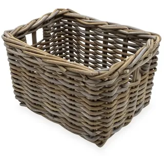Spetebo Aufbewahrungskorb Rattan Aufbewahrungkorb rechteckig shabby grau (Anzahl, 1 St., Stück), mit 2 Griffen grau