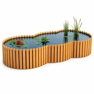 Beckmann Hochteich Lärche 220x100x44 cm 860 L IHolz TerrassenteichI Teichbecken & Fertigteich für den Garten I Winterfestes & langlebiges Komplettset inkl. Teichfolie
