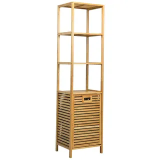 Goplus Hochschrank Mit 3 Offenen Faechern, Badezimmerschrank Badschrank Aus Bambus, Schrank Für Schlafzimmer&badezimmer, Badregal, Badschrank Mit Landstil - Goplus