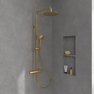 Villeroy & Boch Verve Showers Duschsystem mit Thermostat brushed gold TVS10900500076