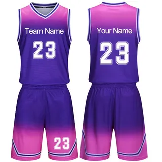 BVCL Benutzerdefiniert Basketball-Trikots T-Shirt Shorts 2 Teiliges Set, mit Jeder Name Nummer Team Kinder Männer Jungen Personalisierte Trikot (Color : Purple-1)