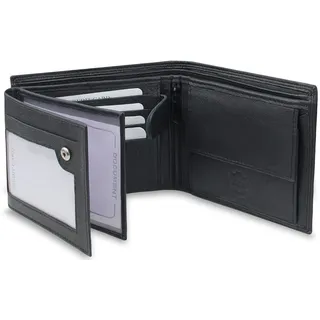 Fomax FOMAX® Herren Geldbörse aus echtem Leder mit RFID Schutz, Querformat Portemonnaie für Männer, Schwarz