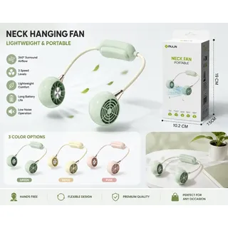 DM-68 CT72 Tragbarer Nackenventilator, mit Typ-C-Ladekabel, in drei niedlichen Farben erhältlich (Farben zufällig versendet)