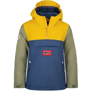 TROLLKIDS Kirkenes Anorak Jacke - Golden Yellow / Mystic Blue / Moss - 152 cm