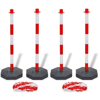vidaXL Set von 4 Absperrpfosten und 2 Kunststoff-Ketten von je 10 m