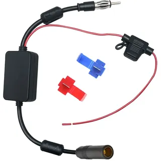 Vecys FM/AM DAB DAB+ Auto Antenne Signalverstärker Booster DIN Weiblich zu DIN Männlich Adapter 12V Digitalradio Antennensplitter Antennenverstärker mit Magnetring für Audio Stereo Digital Autoradio