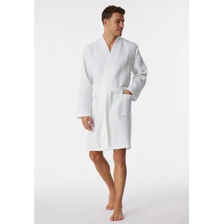 SCHIESSER Herrenbademantel SCHIESSER "Essentials", Herren, Gr. XL, weiß (100, weiß), Baumwolle, Kurzform, Hausmäntel Herrenbademantel, mit Bindekordel, Kimono-Schnitt