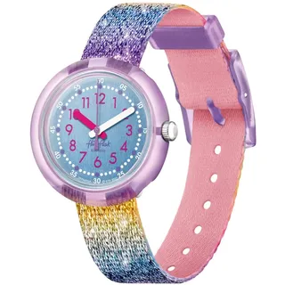 Flik Flak Shine in Rainbow 32 mm Gehäuse lila Silikonarmband Silber