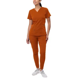 Adar Pro Flawless Plus Scrub Set For Women - Elevated V-Neck Top & Jogger Scrub Pants - P9600 - Cinnamon - M - M