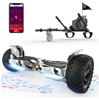 RCB Balance Scooter Kart Set, 8,5'' Off-Road SUV Hoverboard mit Sitz, Go-Kart, APP, Bluetooth schwarz