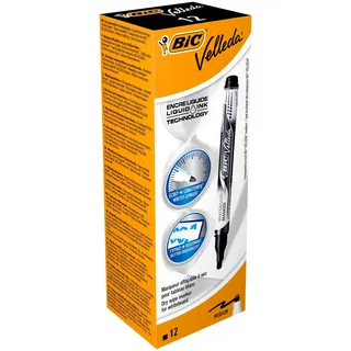 BIC Velleda Whiteboard-Marker, Liquid-Ink, trocken abwischbar, Schwarz 12 Stück(e)