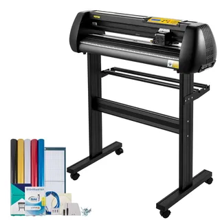 Vevor Vinyl Schneidemaschine Schneideplotter 720 mm SignMaster Bodenständer, Plottermaschine Schnittgeschwindigkeit 10–800 mm / s, Schnittkraft 10-500 g, Schrittmotor, fünf Vinylrollen, 16 MB, 13,5 kg, Schwarz, 95 x 52 106 cm