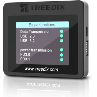 Treedix USB-Kabeltester, 2,4-Zoll-Farbdisplay USB-C-Kabeltester,USB-Tester unterstützt Kabeltests, Widerstandstests, Type-C eMarker für Lightning, Micro-B 2.0, Micro-B 3.0, Type-C, Mini-B