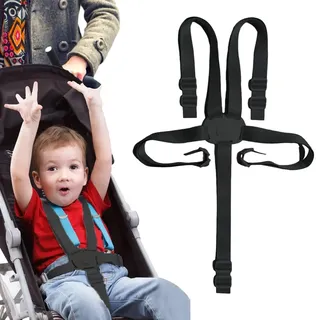 5-Punkt-Kinder-Sicherheitsgurte, Wandelbare Gurte für Hochstuhl und Kinderwagen (Schwarz)