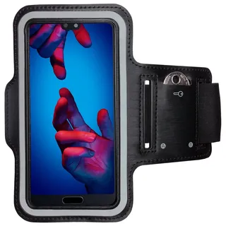 CoverKingz Sportarmband für Huawei P20 - Handy Armband Schwarz | Armtasche mit Schlüsselfach, Oberarm Halterung, Sport Laufarmband