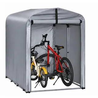SoBuy Fahrradgarage für 1-2 Fahrräder, wetterfest, grau, silber