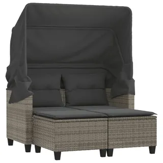 vidaXL Gartensofa 2-Sitzer mit Dach grau