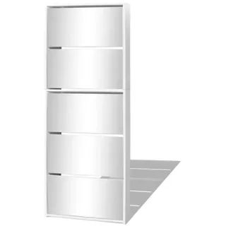 vidaXL Schuhschrank 63 x 170 x 17 cm mit Spiegel / weiß