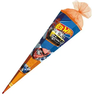 ROTH Schultüte Hot Wheels 85 cm - 6-eckig, Tüllverschluss, ROT(H)-Spitze - Zuckertüte Hot Wheels Schulanfang