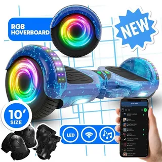 Hoverboard 10 Zoll Elektroroller mit Bluetooth Elektro Balance Hoverkart Smart Scooter Kinder Jugendliche und Erwachsene LED Skateboard Retoo - Blau