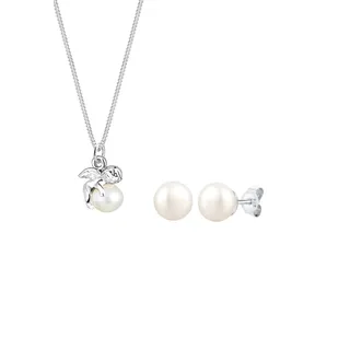 Elli Schmuckset Damen Engel Anhänger Elegant mit Süßwasserzuchtperle aus 925 Sterling Silber