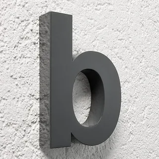 Longlife LED 3D Hausnummer b Edelstahl anthrazit RAL7016 Schriftart Arial