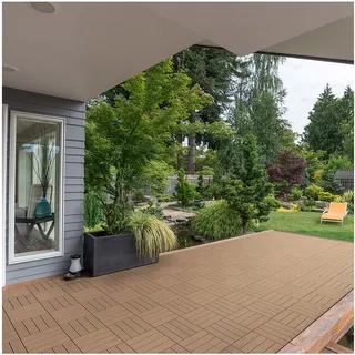 Home Deluxe WPC Bavaro Terrassenfliesen, 132 Stck., 30x30cm, 12m2, teak