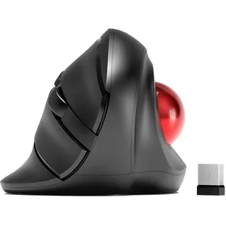 MicroPack Wireless Trackball Maus, 2023 Upgrade Ergonomische Vertikale Rollerball Computermaus, 3 Einstellbare DPI, Einfache Daumensteuerung für PC, Laptop, Mac, Windows - Schwarz