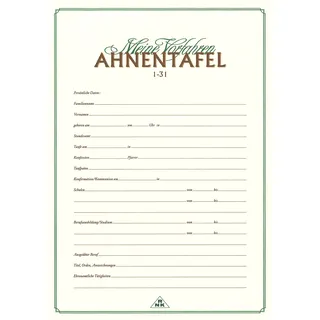 RNKVERLAG 2800 - Ahnentafel "Meine Vorfahren" für 5 Generationen, DIN A3 gefalzt auf DIN A4, Feinstpapier 120g/m2, cremefarbend, 1 Stück