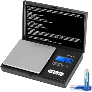 Vinabo Grammwaage Feinwaage 0.01g Waage Gramm 700g/0.01g Goldwaage | Präzisionswaage Taschenwaage mit LCD Display und 7 Einheiten Tara Funktion für Küche, Kaffee (Einschließlich 2 Batterien)