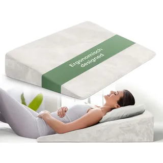Well B4 Keilkissen für Bett und Couch, Matratzenkeil, Reflux Kissen [mit 2 Liegezonen], Lesekissen zur Schlaferhöhung Rückenkissen als Bettkopfteil, Betterhöher, Rückenstützkissen, Beinkissen oder Venenkissen