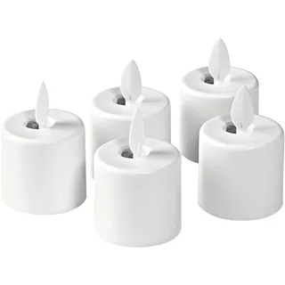 Duni LED Set Moving Flame, wiederaufladbar, Warm White, 5 Stück, Ersatzteil 38 x Ø 36 mm 25 Std. Weiß,