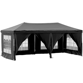 vidaXL Partyzelt Faltbar mit Seitenwänden Schwarz 3 x 6 m 