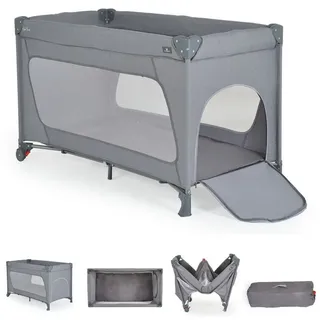 Cangaroo Reiselaufstall One Touch Räder Seiteneingang Matratze klappbar Tasche grau