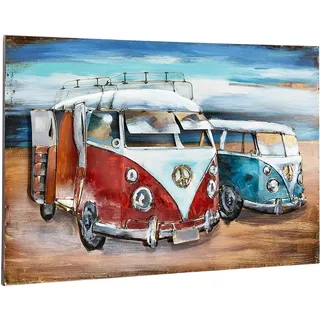 Metallbild LOCKER "3D BULLI", bunt (farbe bild(er): bunt), B:108cm H:72cm T:5cm, Metall, Bilder, Metallbild