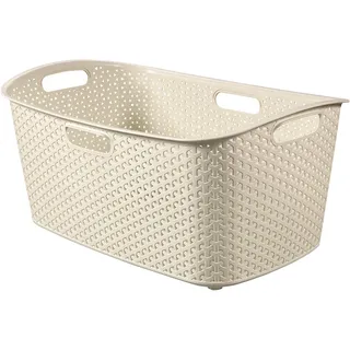 Curver 223393 My Style Korb, rechteckig, 50 L, Rattan, Kunststoff, elfenbeinfarben, 60 x 39 x 27,8 cm