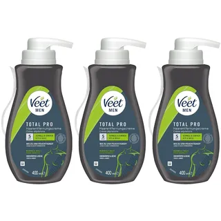 Veet Men Haarentfernungscreme Oberkörper Beine 1200ml Spender Spatel 3 x 400ml