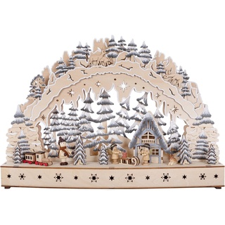 Myflair Möbel & Accessoires LED Schwibbogen Weihnachtsdeko (1-tlg), aus Holz, mit LED Beleuchtung, Höhe ca. 31 cm beige|grau