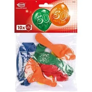 AMSCAN 48963 10 Latex Balloons Number 50 25.4 cm/10''