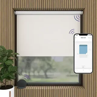 Verdunkelungsrollo Elektrisch  (B x H: 130 x 190 cm, Weiß, Uni)