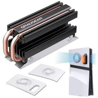 GRAUGEAR M.2 SSD PS5 Konsole Heatpipe Heatsink [PS5 SSD Kühler] NVMe SSD M.2 Kühlkörper für PS5 Pro I Belüftungsabdeckung und Open-Air-Kühlkörper I zwei Seitenabdeckung I für PS5 Speichererweiterung