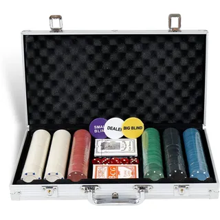 CCLIFE 360 PCS Pokerset Profi Pokerspiel inkl. Pokerkoffer Pokerdecks Dealer Button Poker Set Pokerchips Tischauflage Spielmatte