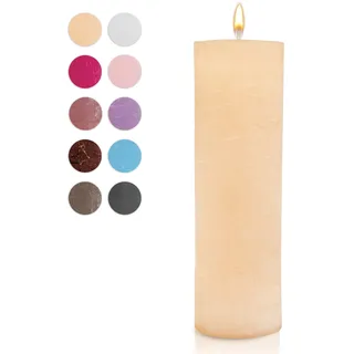 WikaKerzen Stumpenkerze-Rohling - Zur Deko oder zum Basteln & Verzieren - DIY - Taufe, Geburtstag, Hochzeit, Kommunion, Weihnachten - Rustik (Champagner, 25x8cm)