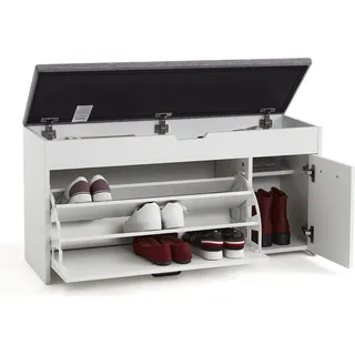 Meerveil Mondeer Schuhbank 100 x 52 x 30 cm weiß / weiß